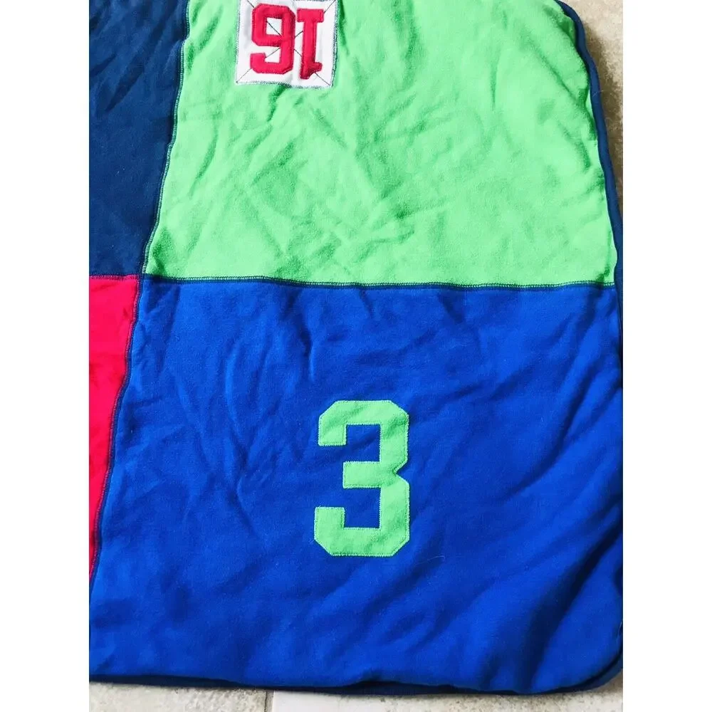 RARE Baby Gap Sports Square Baby Blanket Floor Pad Mat Red Blue Football Lovey